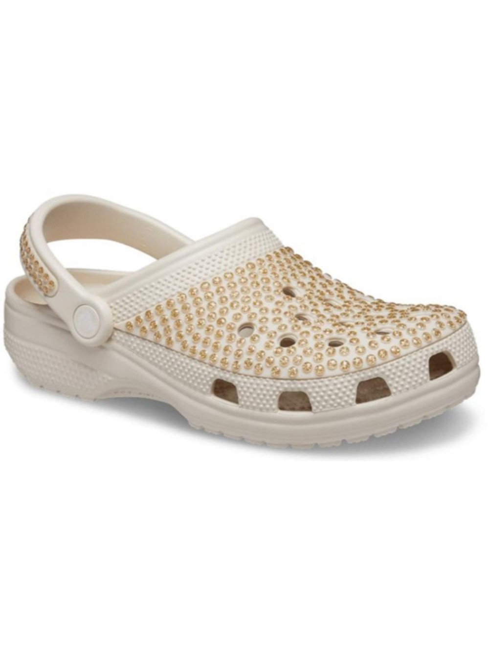 Women's Crocs Classic Multi-Gem Clogs Size 11 Cream With Gold Gems NWOT